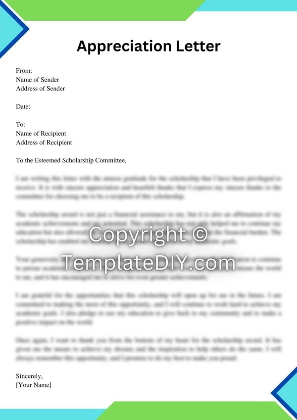 appreciation scholarship letter to an office