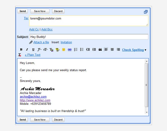 best formats for gmail signatures