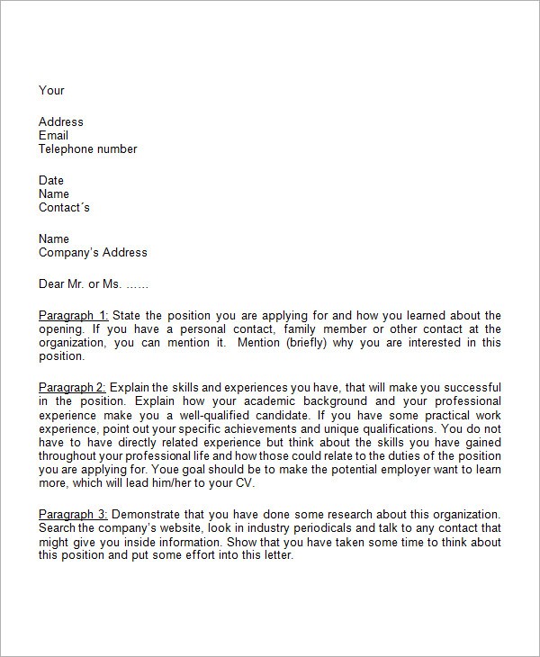 business letter format cover letter