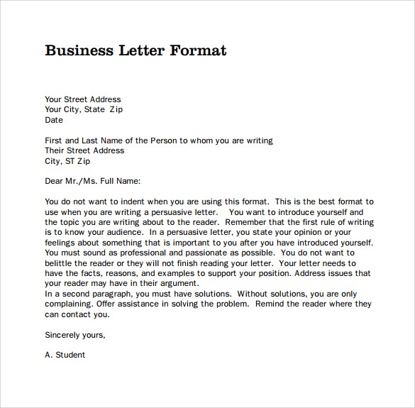 business letters and examples pdf