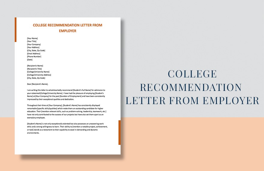 college recommendation letter from employer
