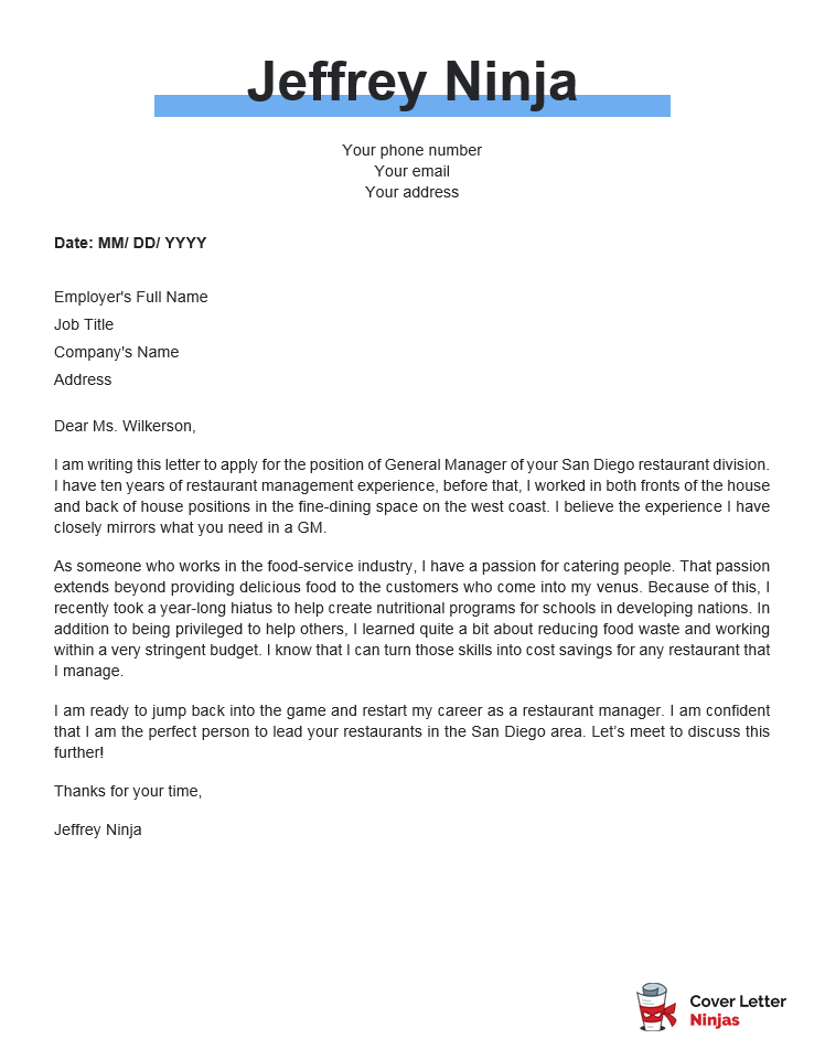 cover letter explaining gap in employment example