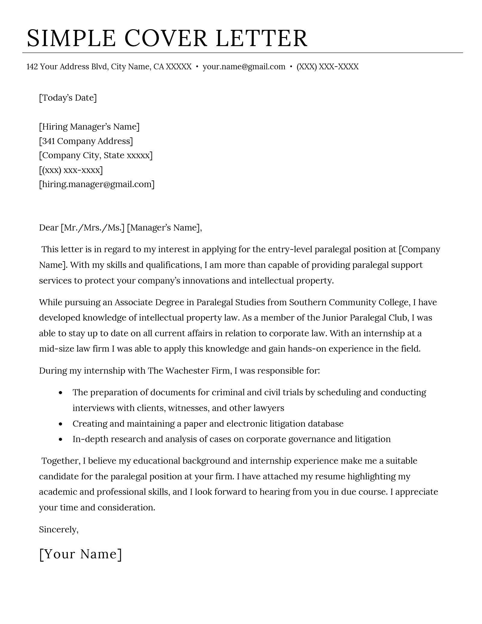 cover letter for first job