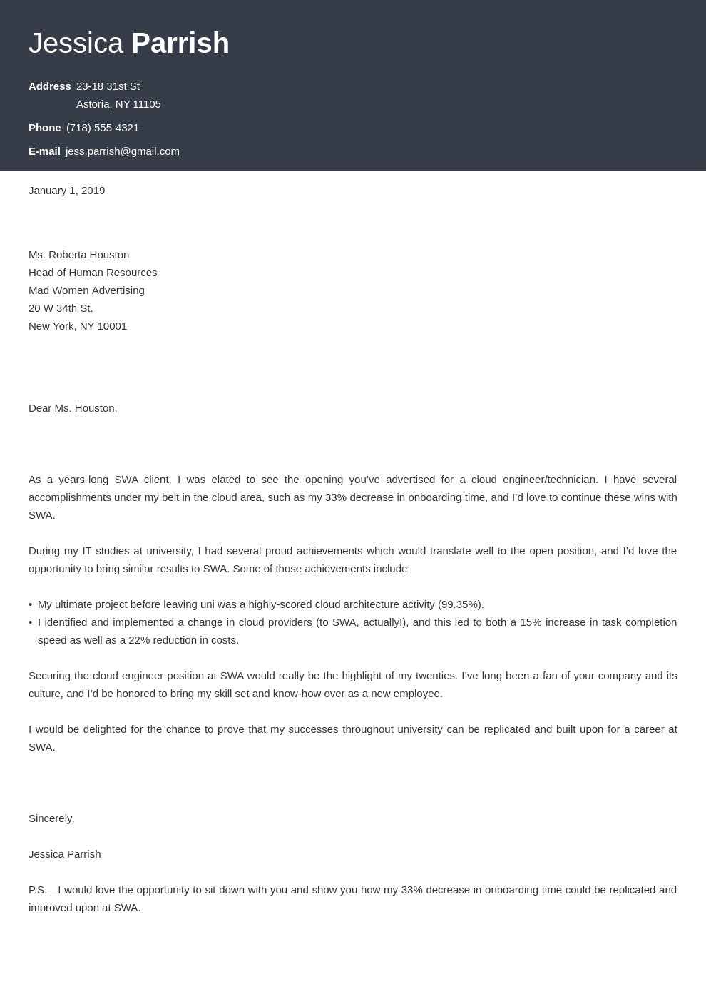 cover letter for resume entry level