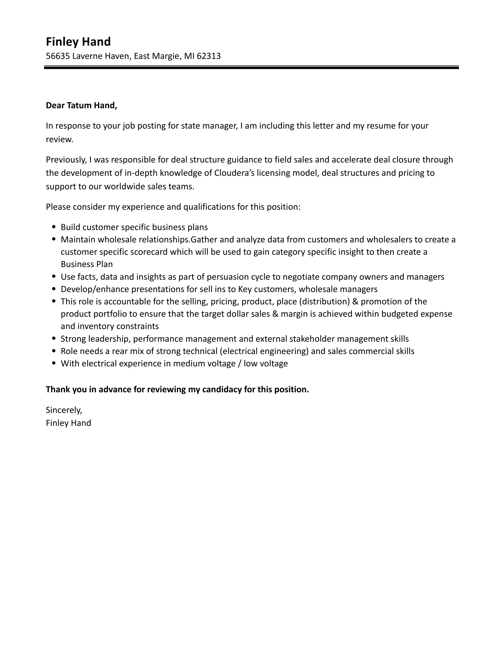 cover letter for state job