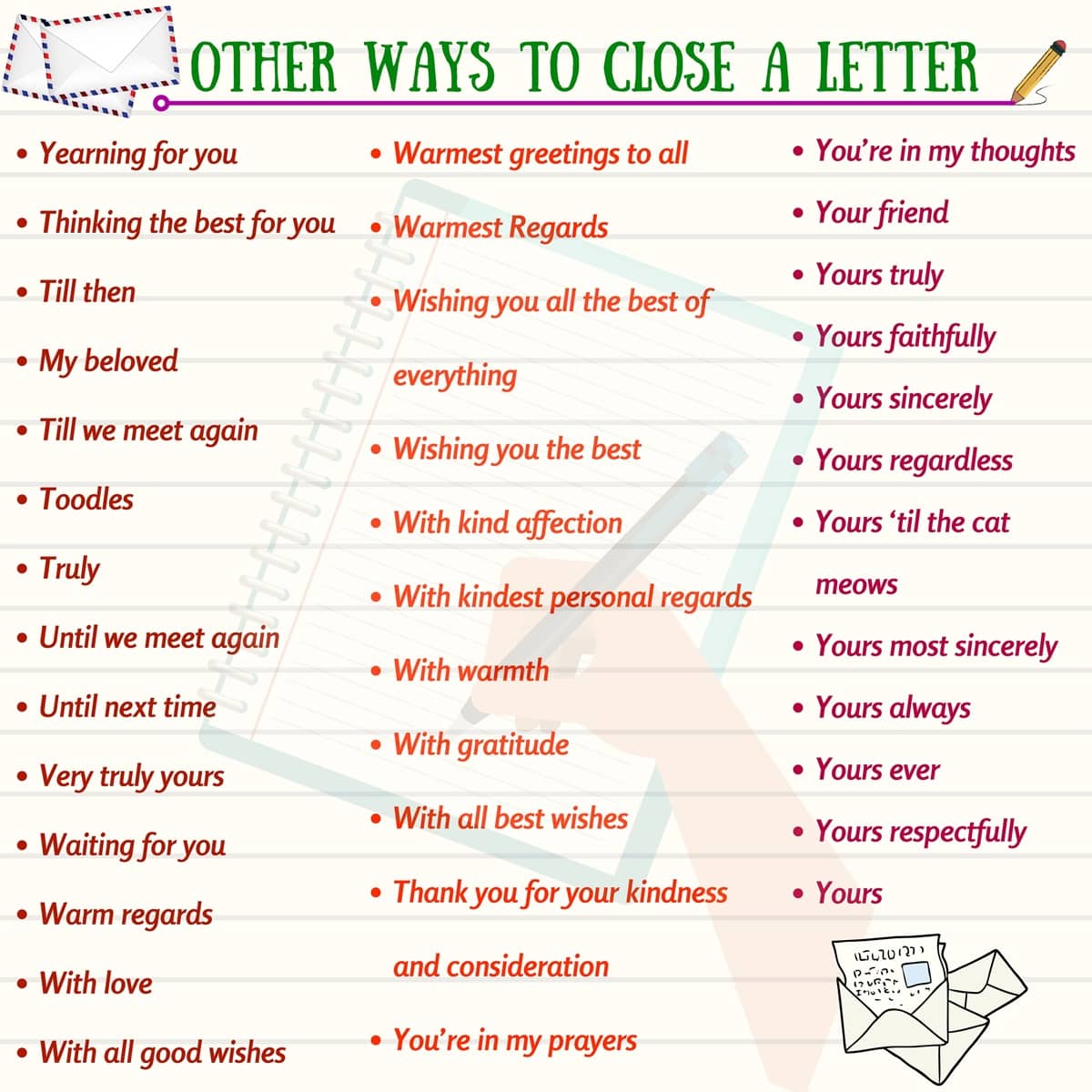 cute ways to end a letter