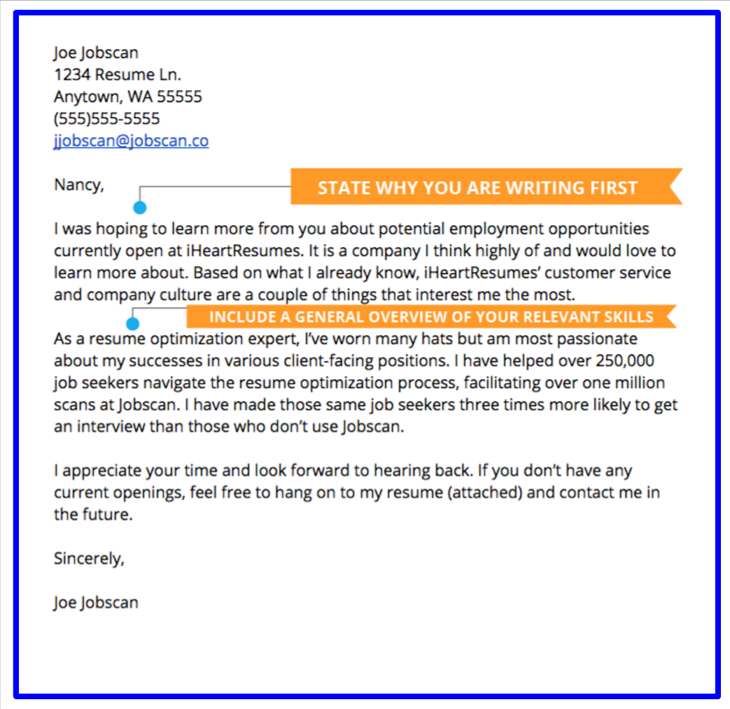 email containing cover letter and resume