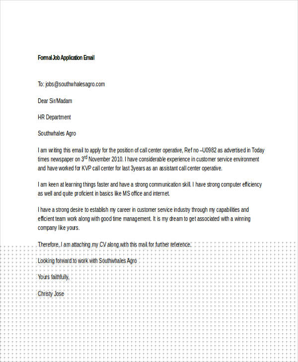 email to apply for a job