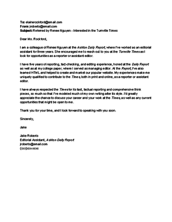 email to show interest in position