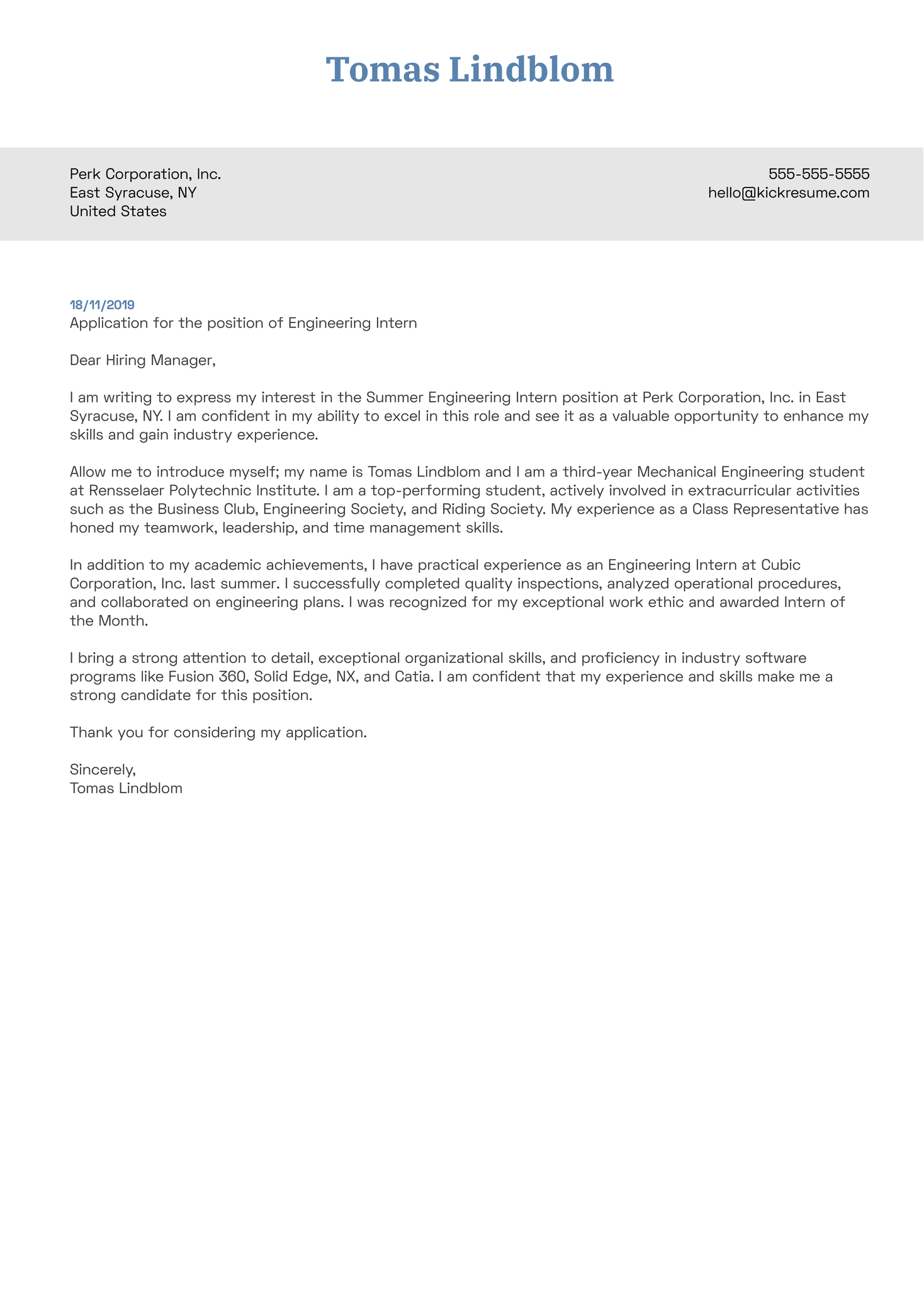 Crafting the Perfect Engineering Intern Cover Letter: Tips and Examples