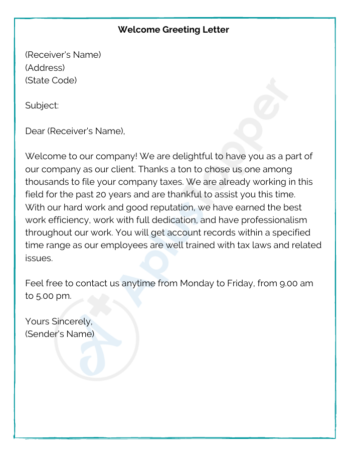 example of a greeting letter