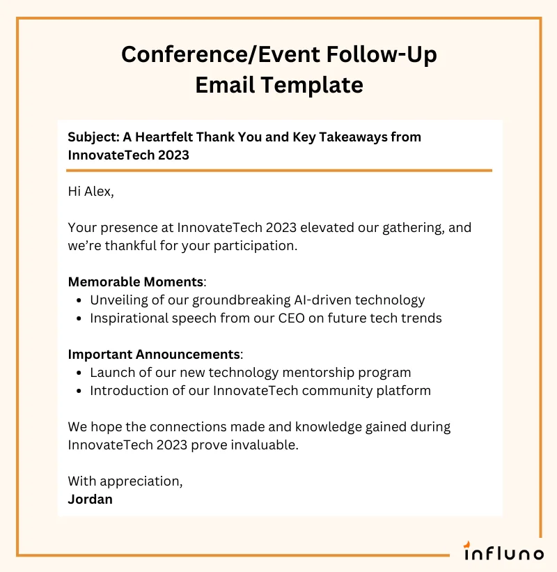 follow up email after conference sample