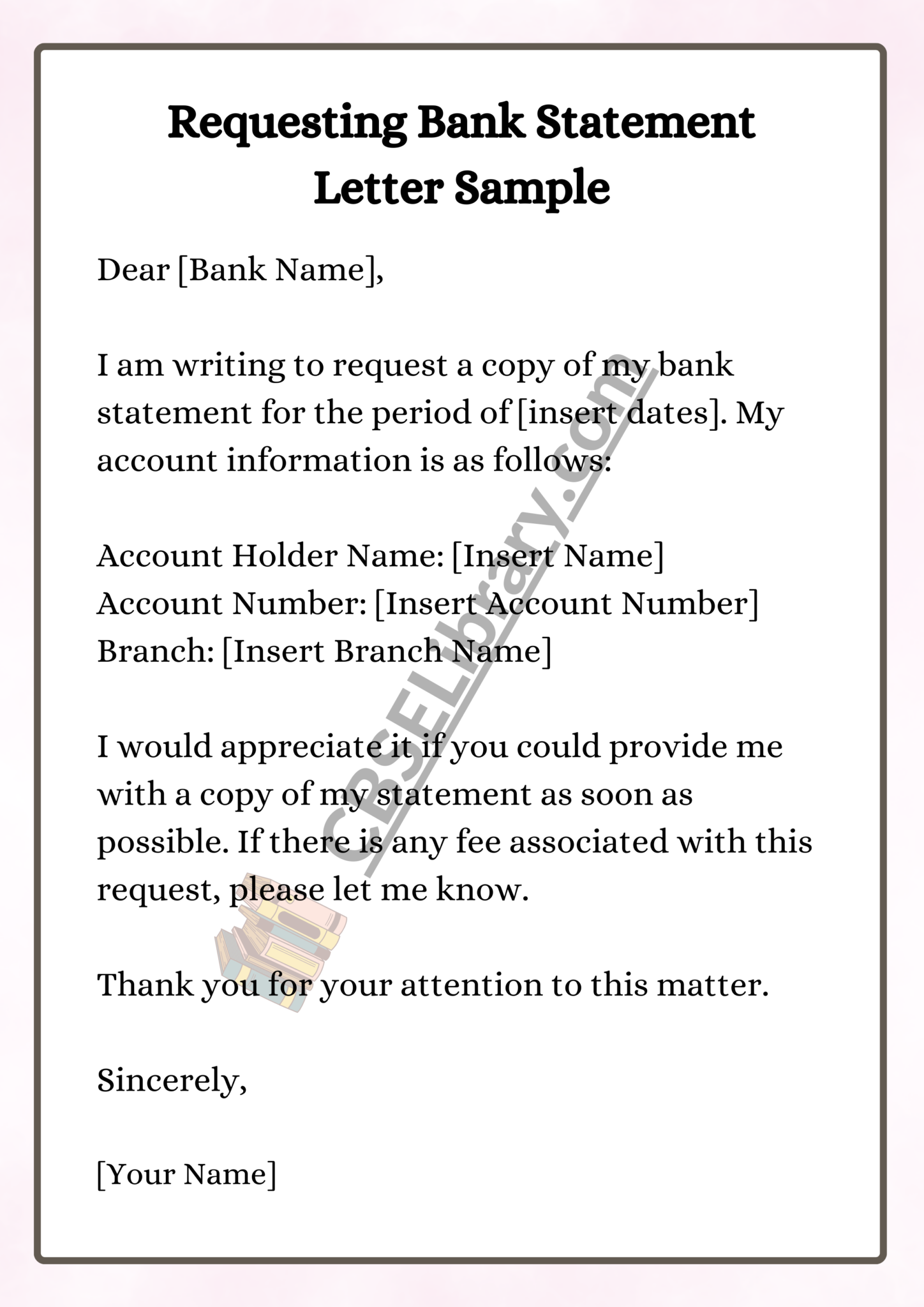 format of bank statement letter