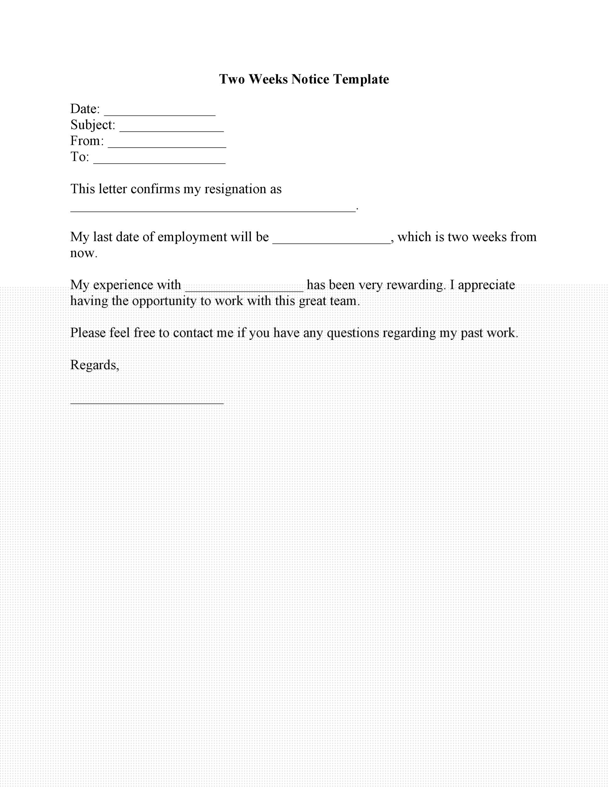 free 2 week notice letter