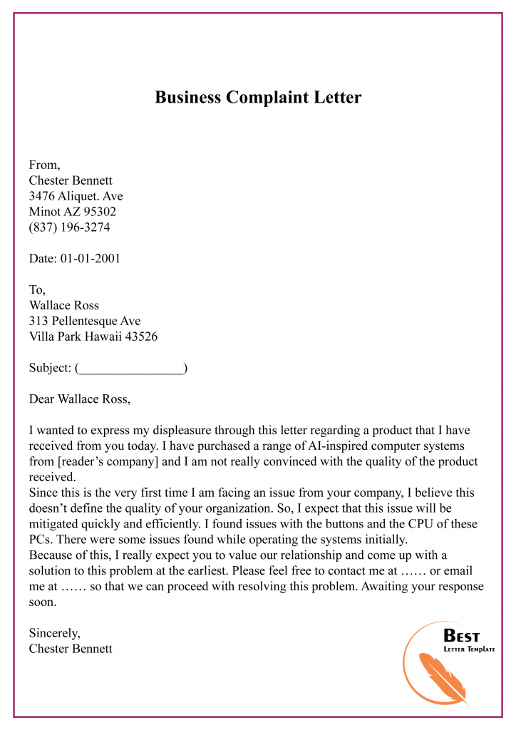 free formal letter template word