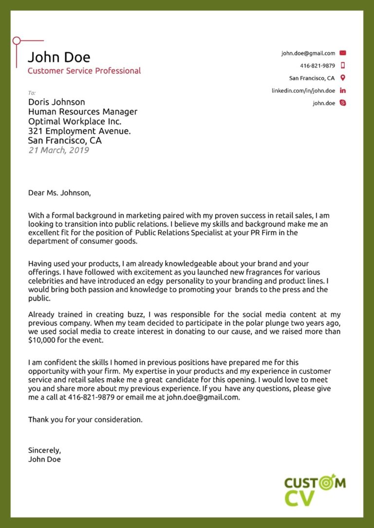 goal of a cover letter