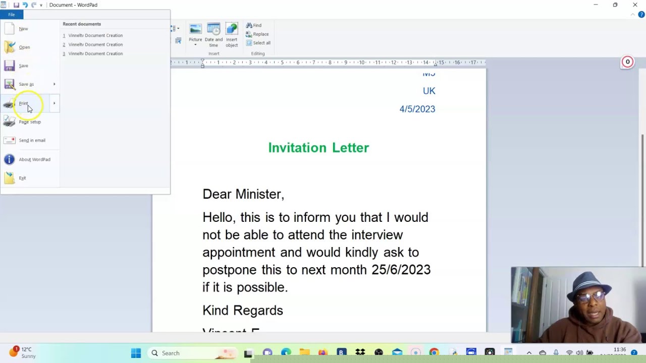 how can i write a letter on my computer
