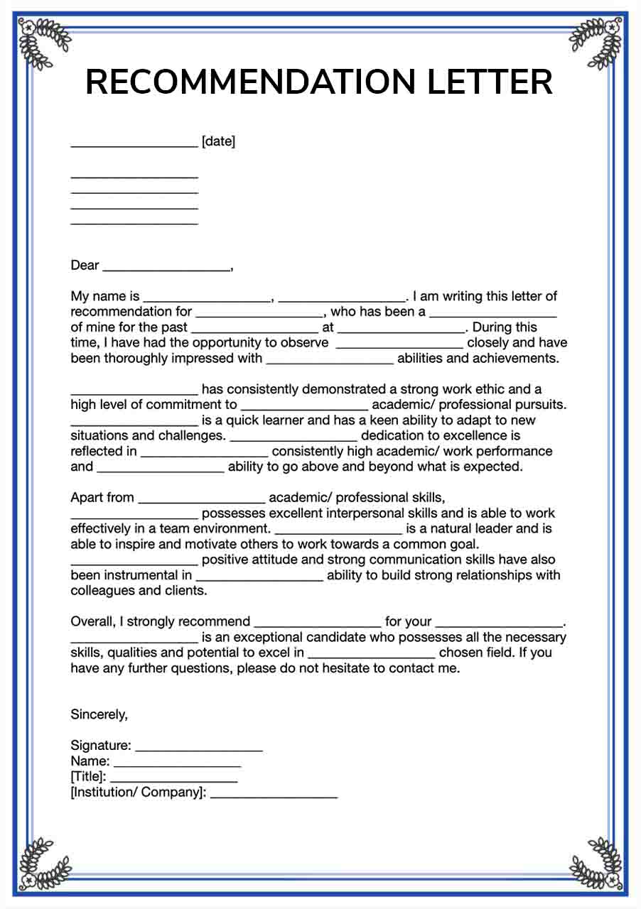how can i write a recommendation letter