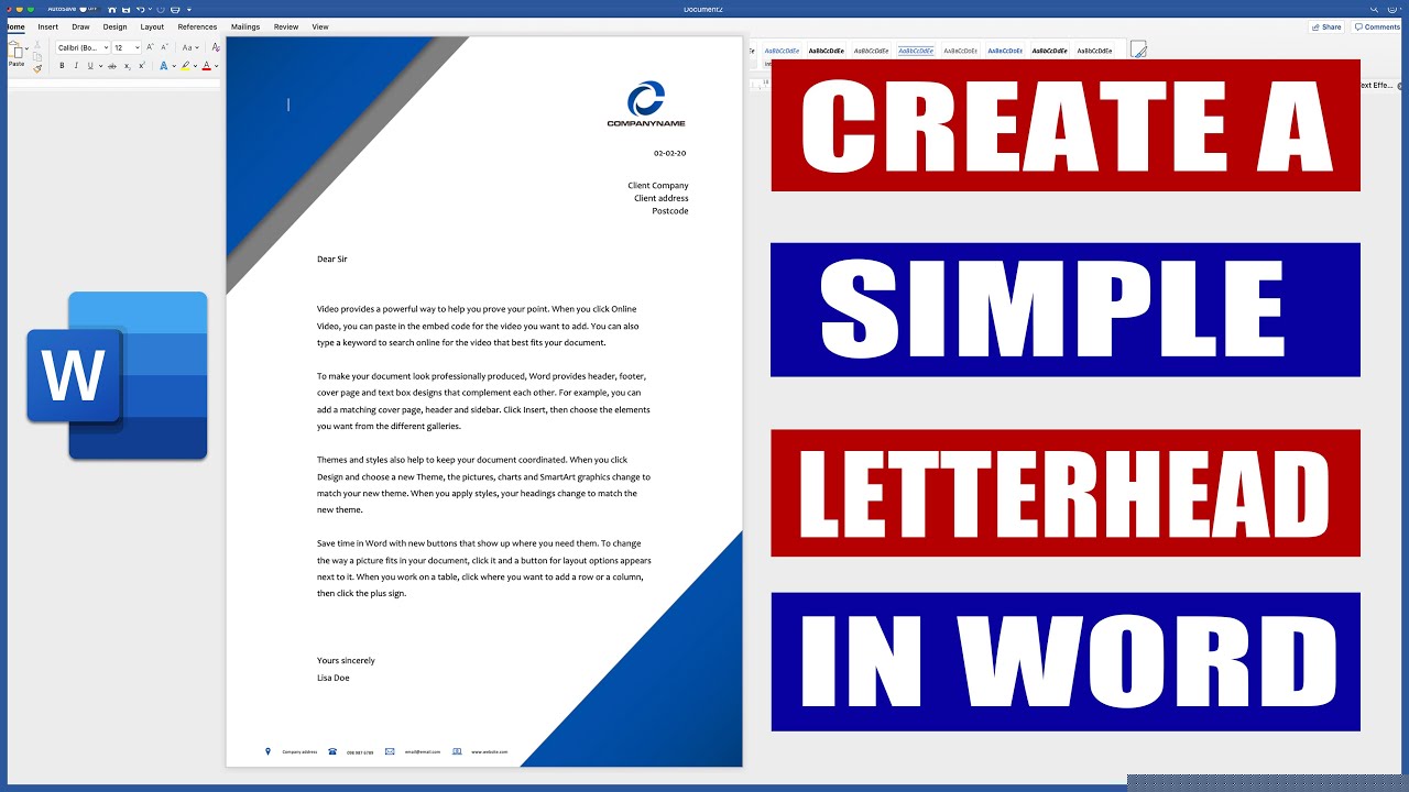 how do i make letterhead in word