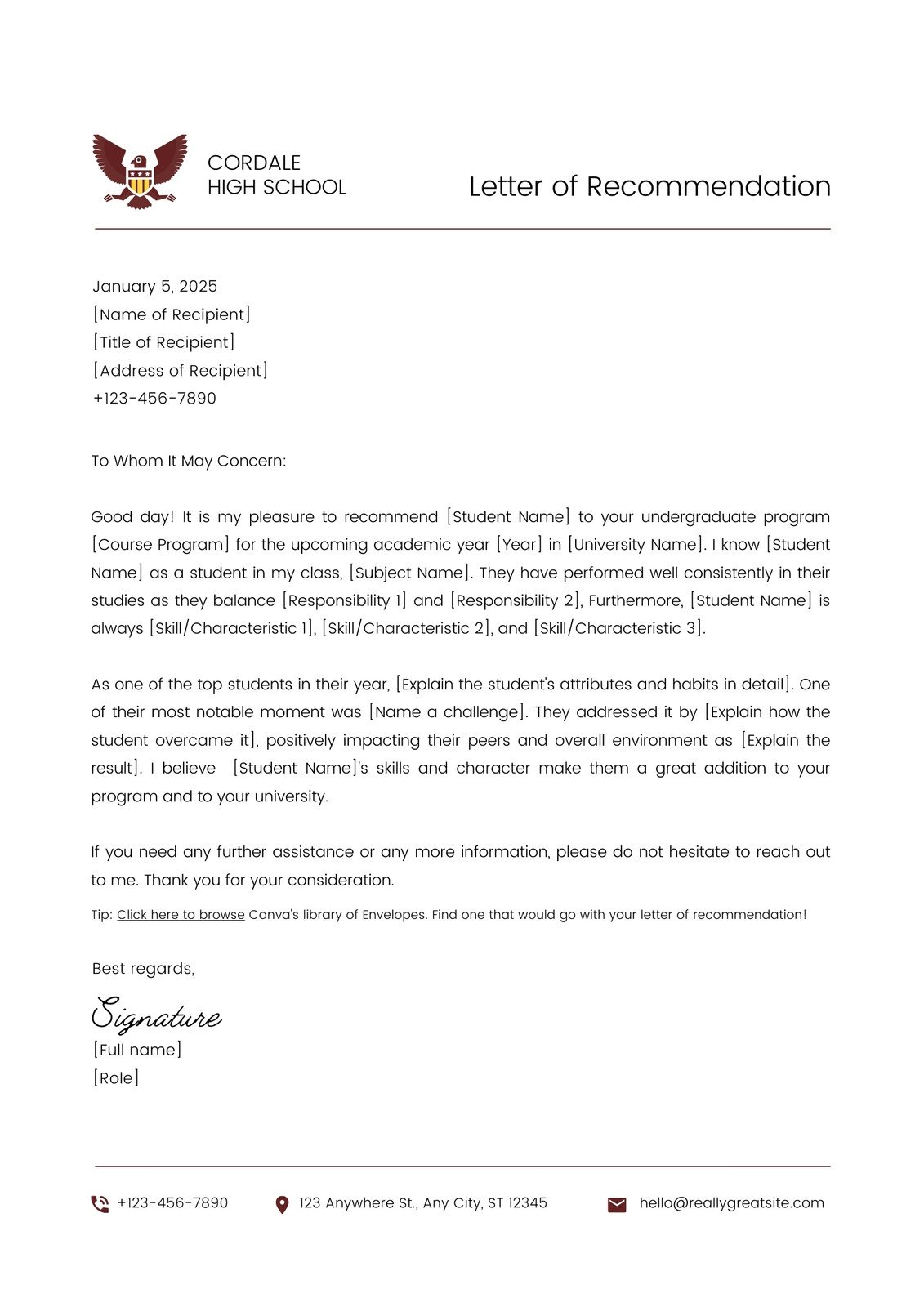 how to address a letter of recommendation