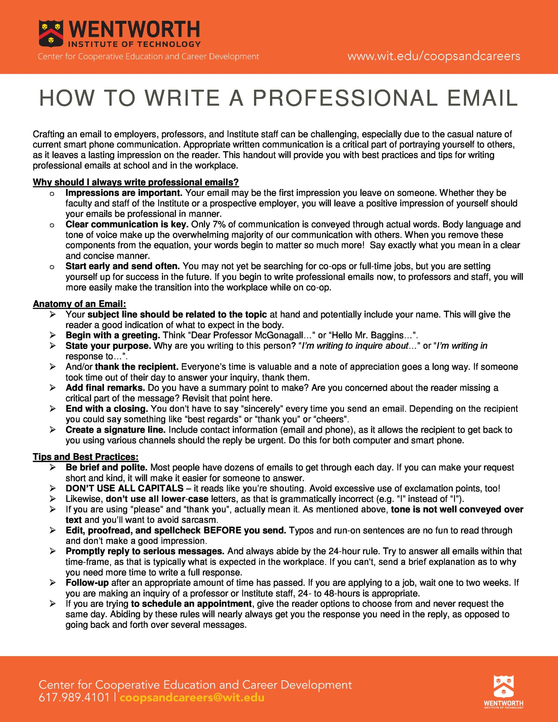 how to be professional in writing emails