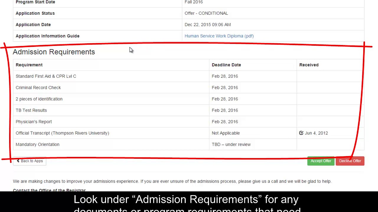 how to check on an application status
