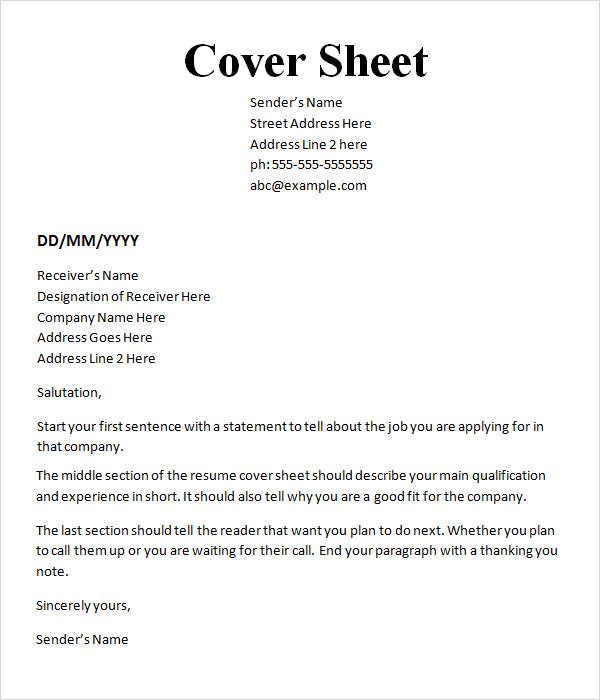 how to make a cover sheet