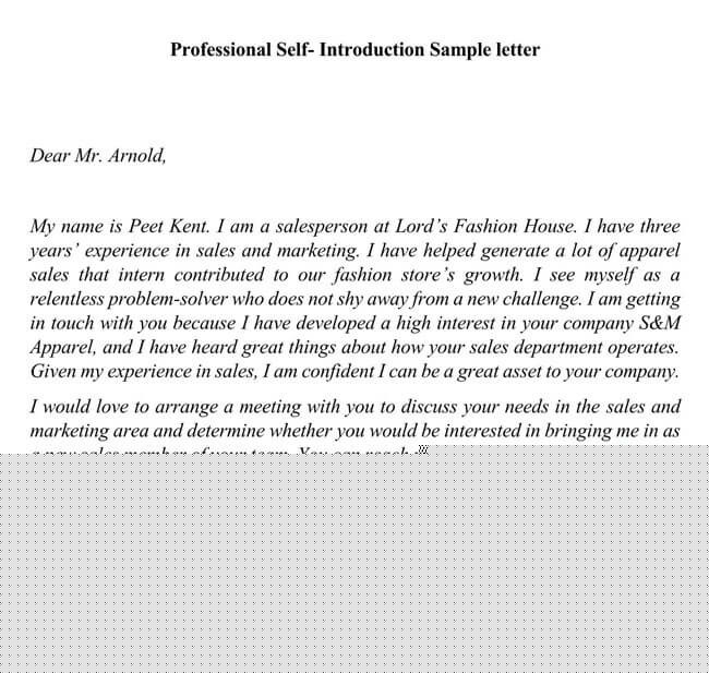 how to present yourself in a letter