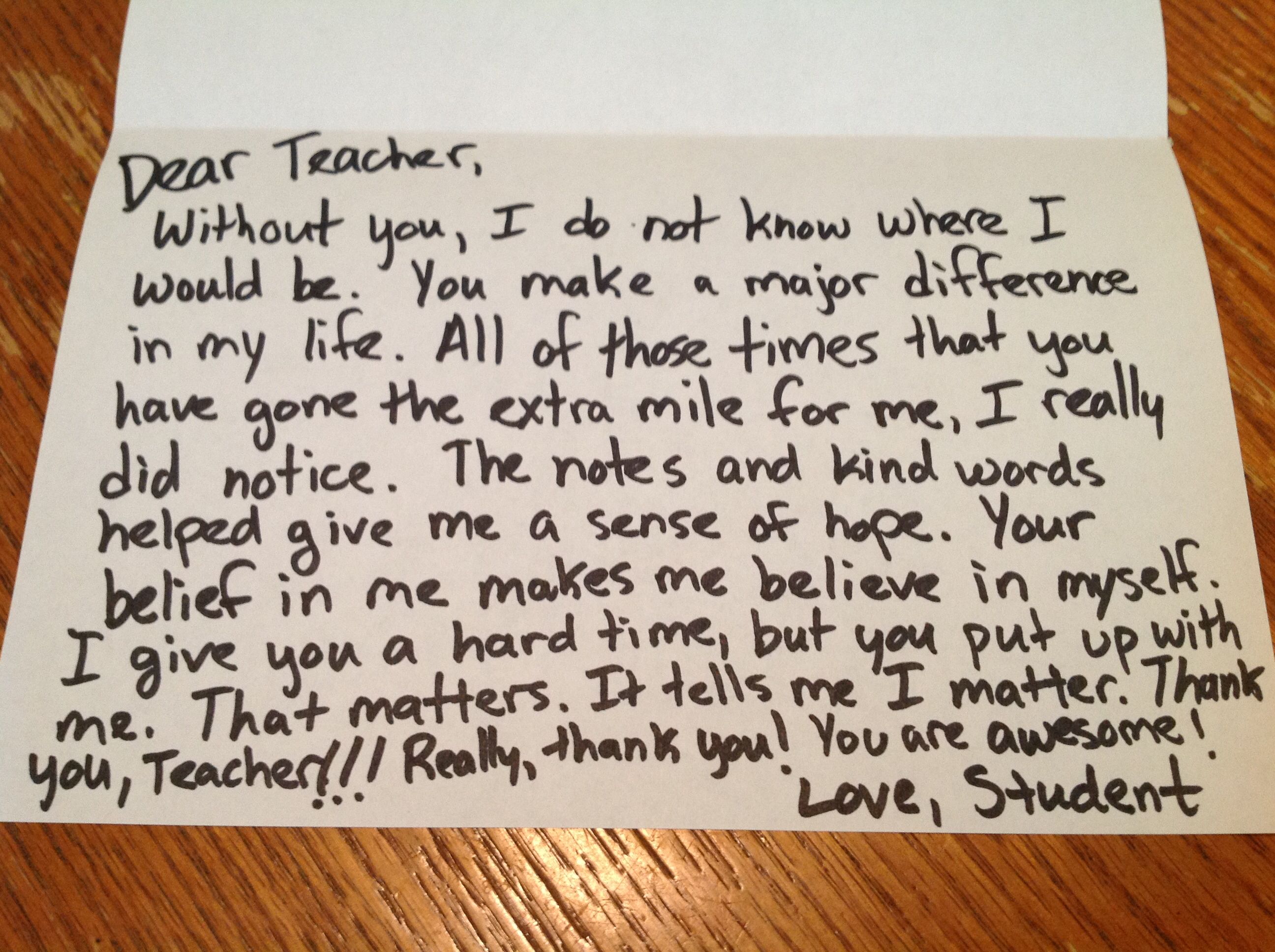 how to right a letter to a teacher