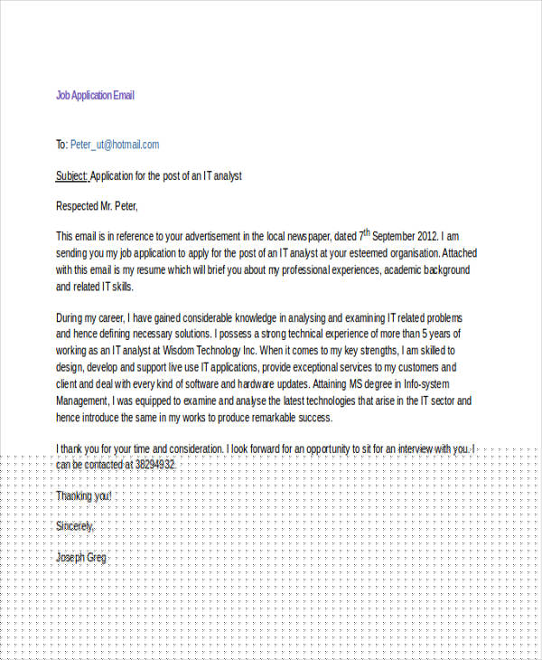 how to send job application email