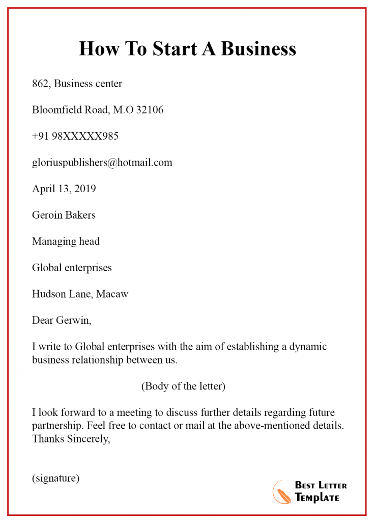 how to start a business letter