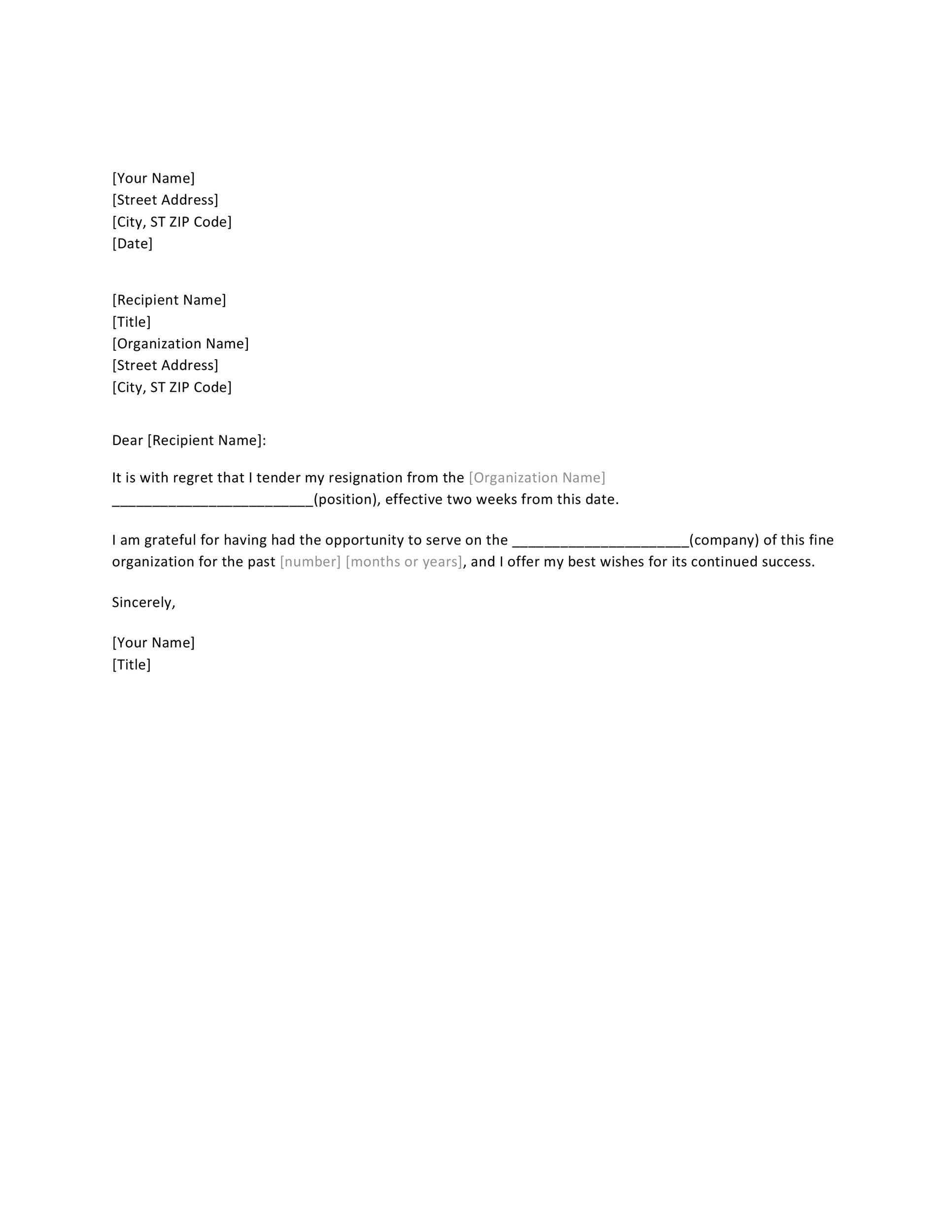 how to type a 2 week notice