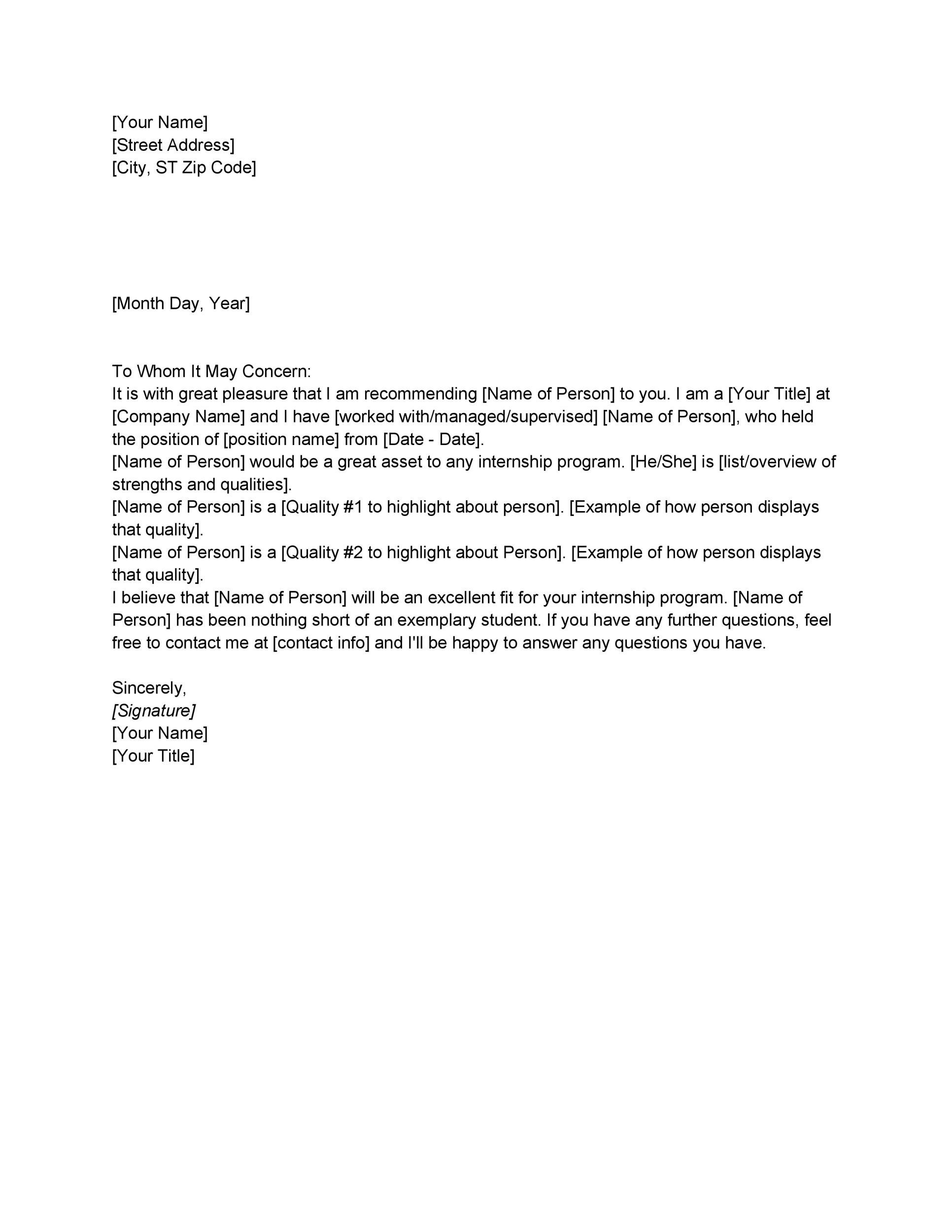 how to type a letter of recommendation