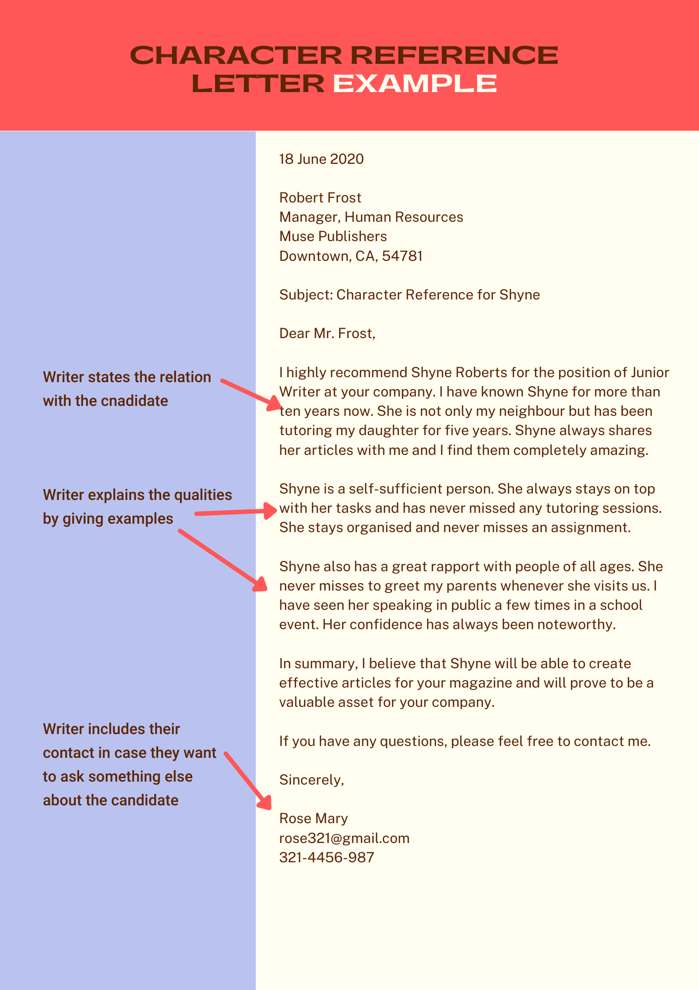 how to write a character reference
