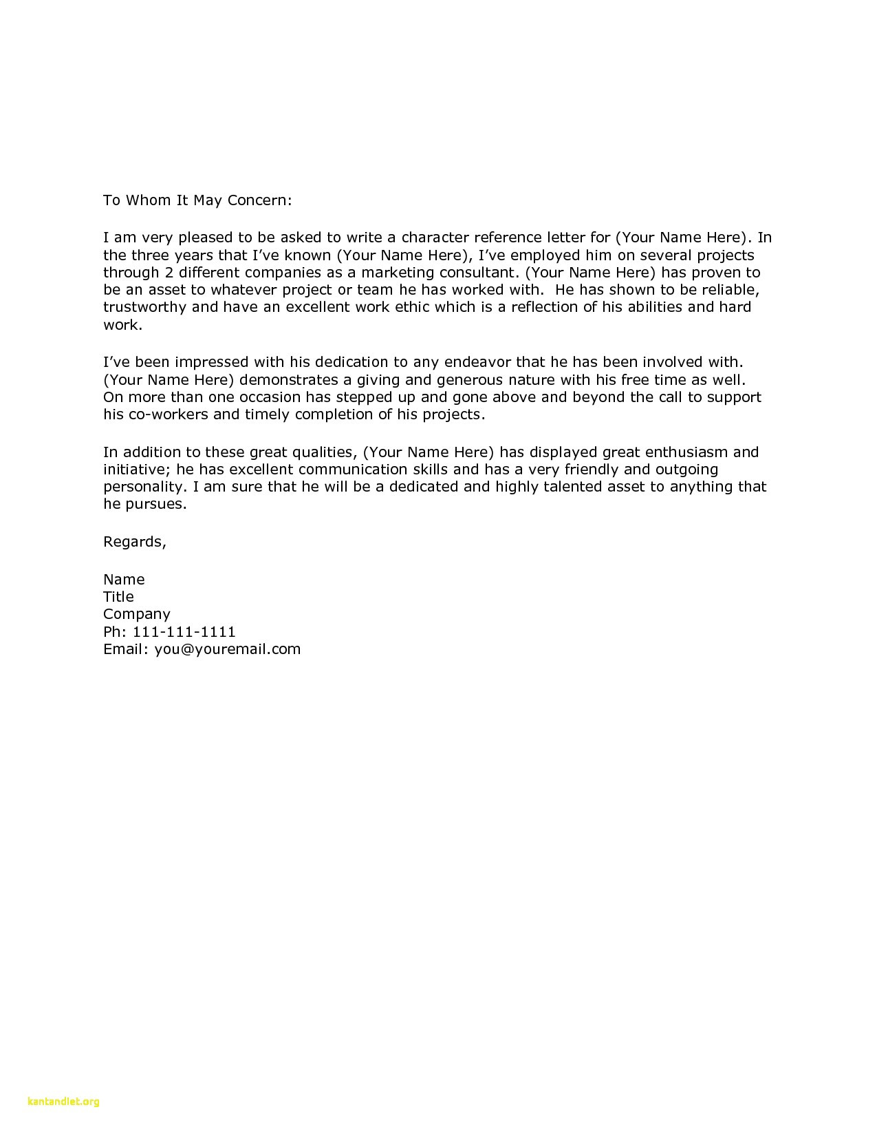 how to write a good character letter