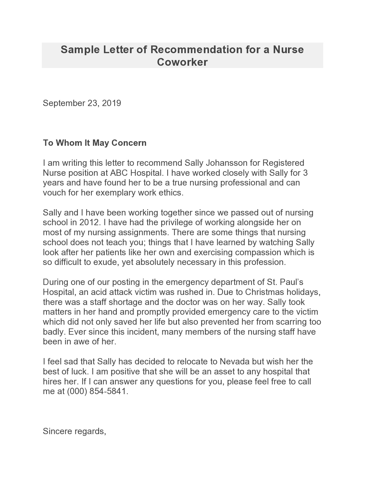 how to write a letter of recommendation for a coworker