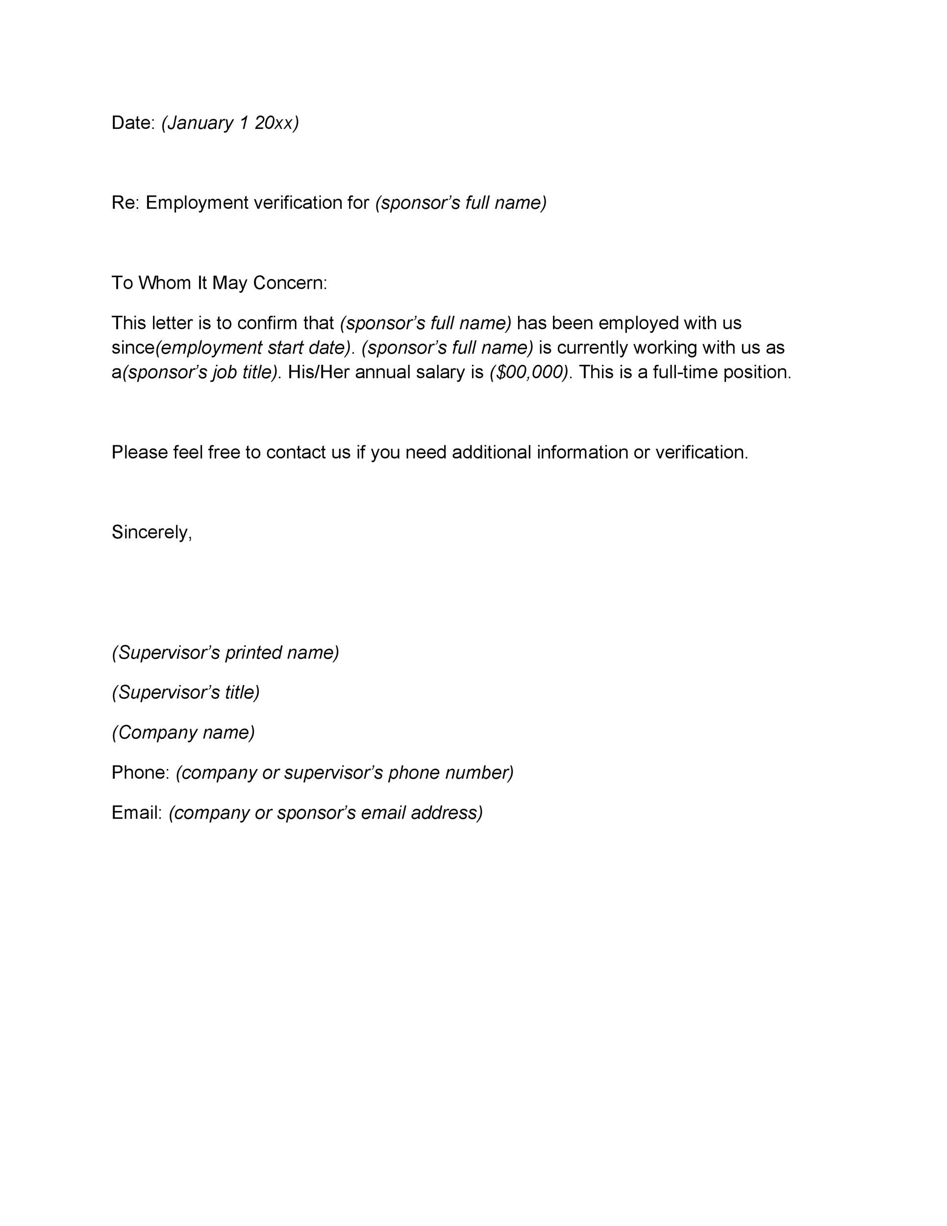 how to write a letter proving employment
