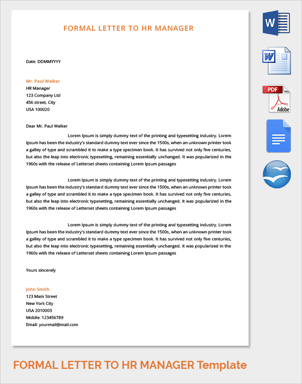 how to write a letter to hr