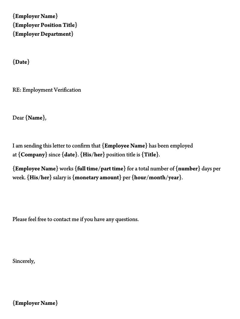 how to write a letter verifying employment