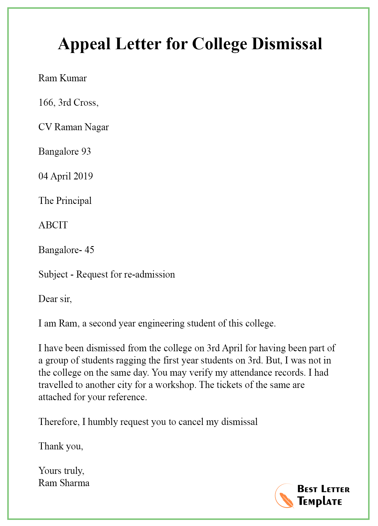 how to write an appeal letter for college