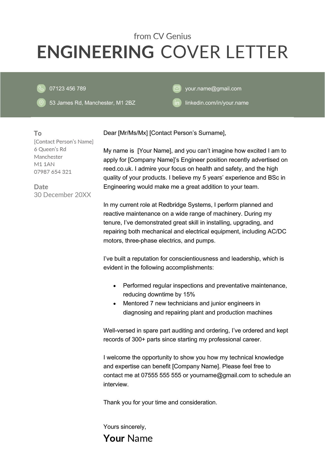 how to write an engineering cover letter