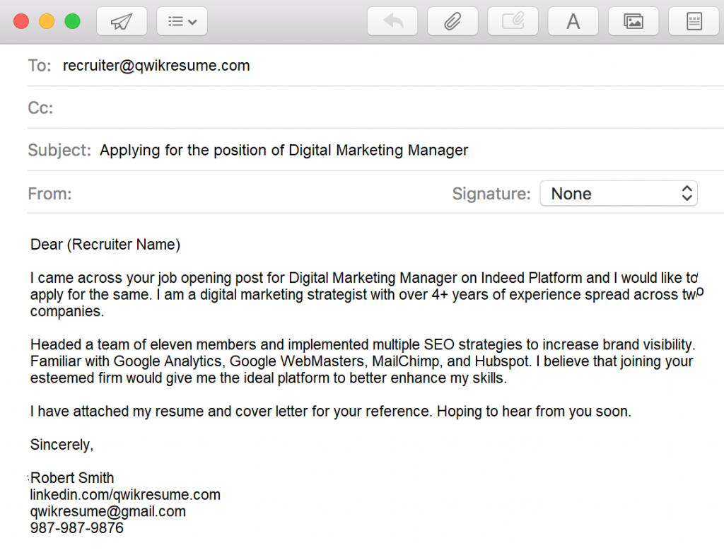 how to write email to submit resume