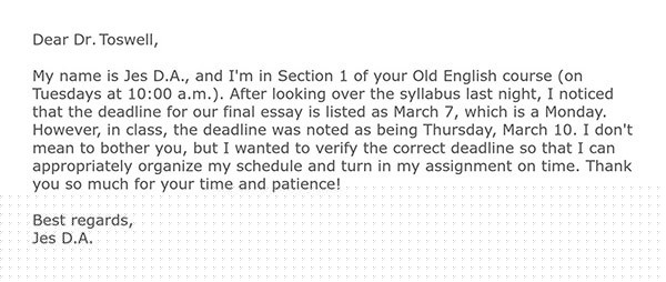 how to write email to university professor