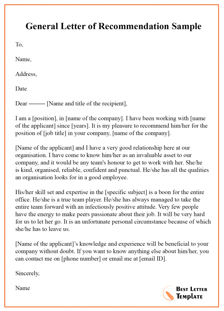 how to write letters of recommendation