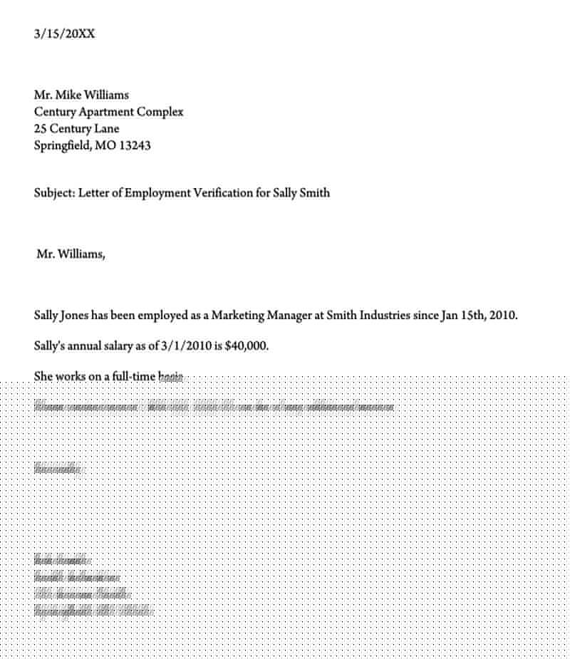 how to write verification of employment letter