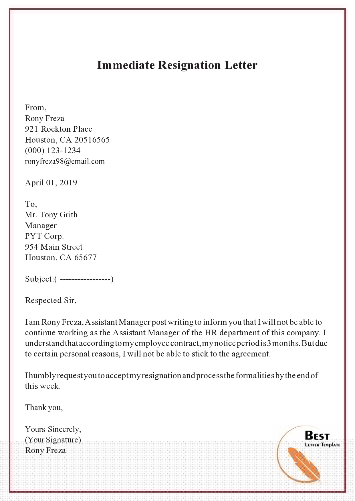 How to Write an Effective Immediate Resignation Letter