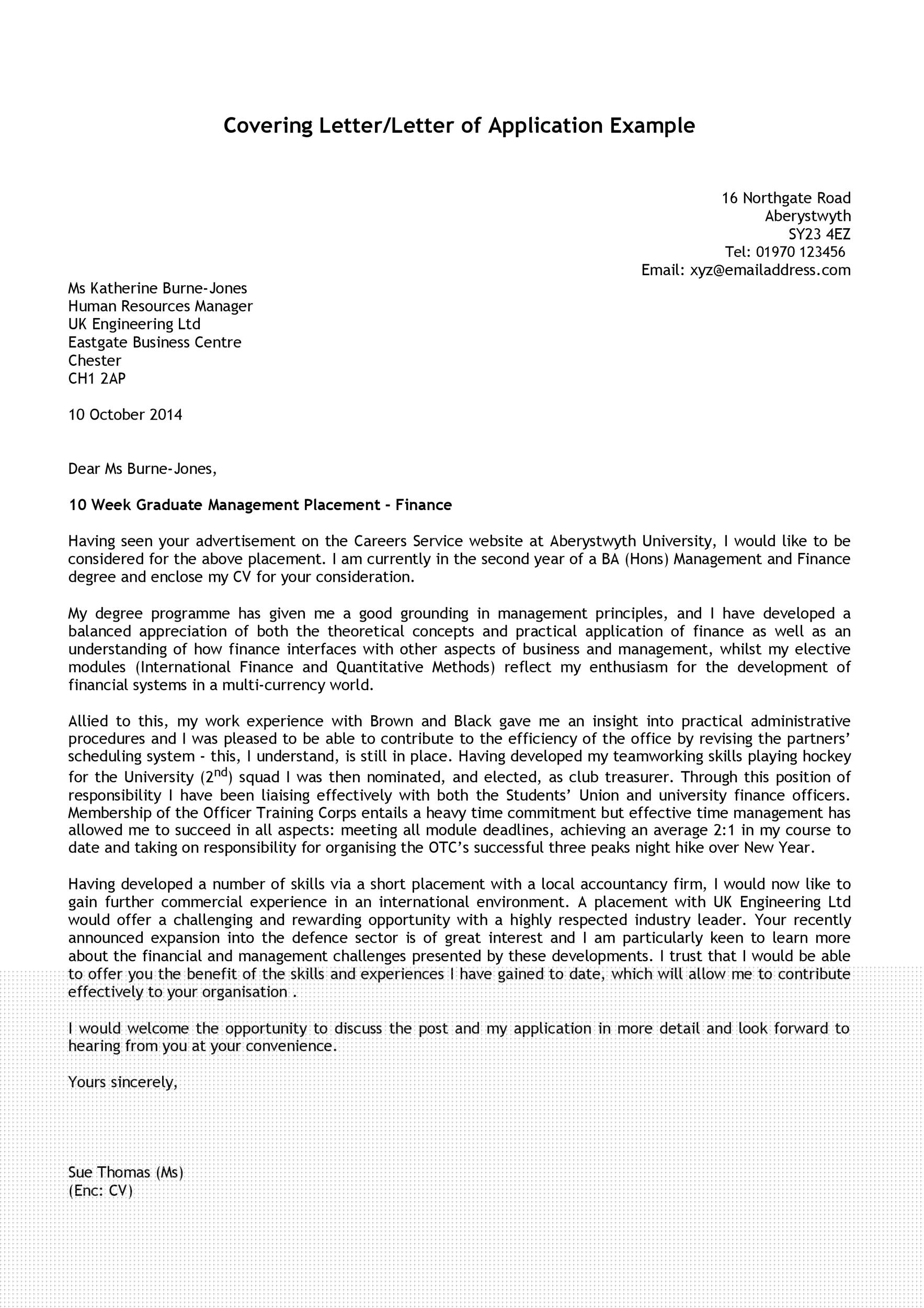 importance of letter of application