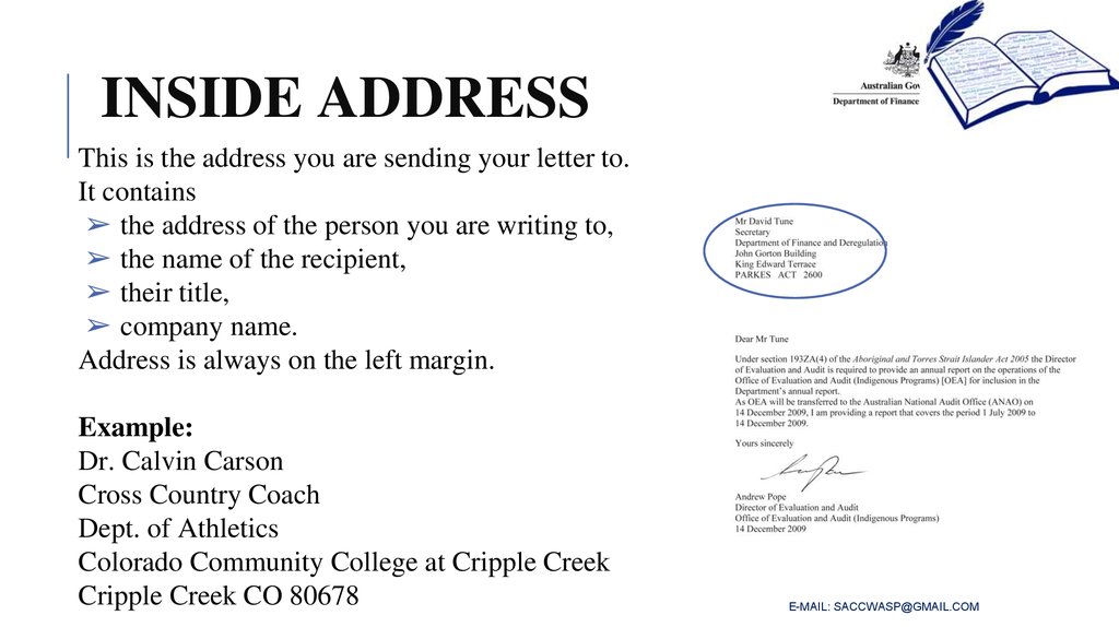 inside address in letter sample