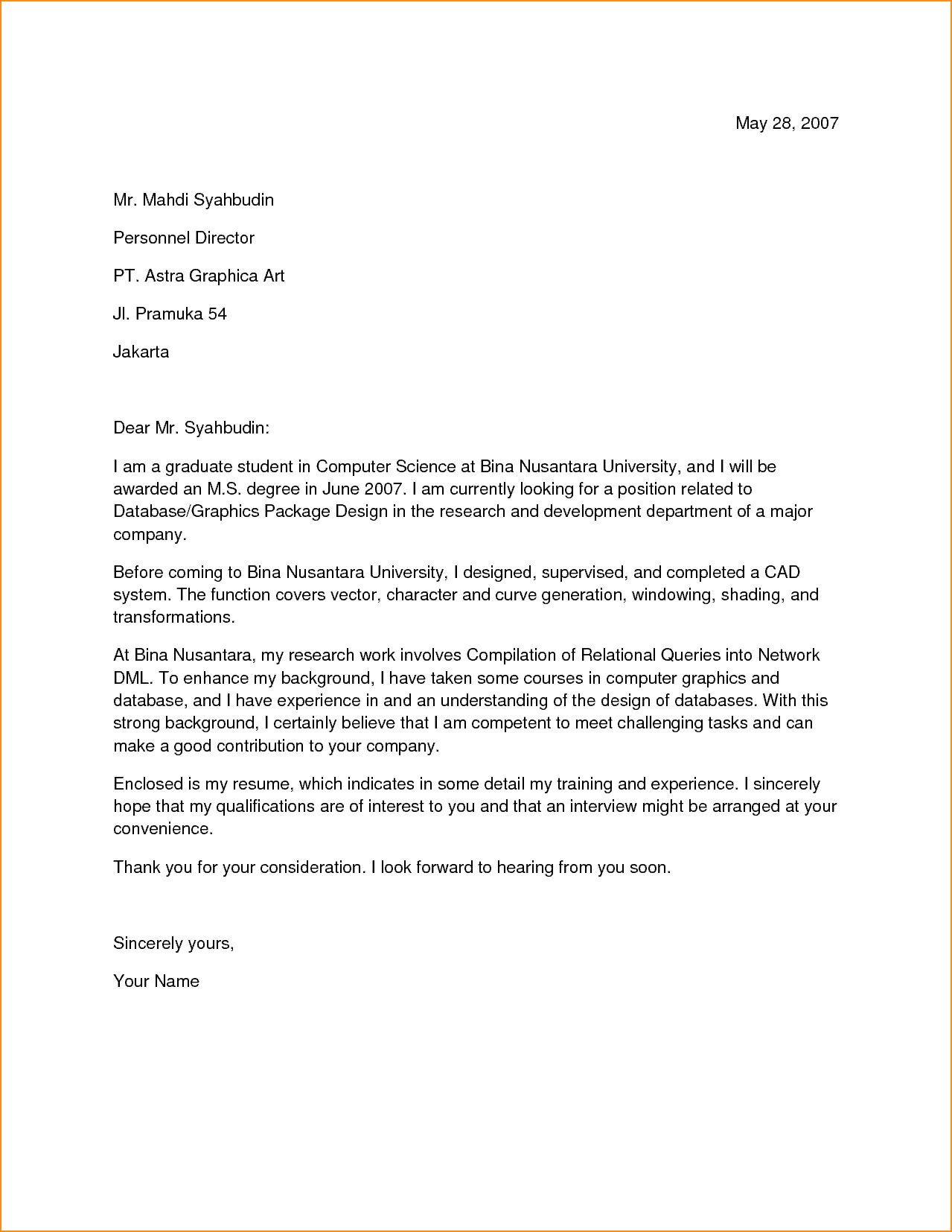 Essential Tips and a Guide to Crafting the Perfect Internship Application Letter Sample