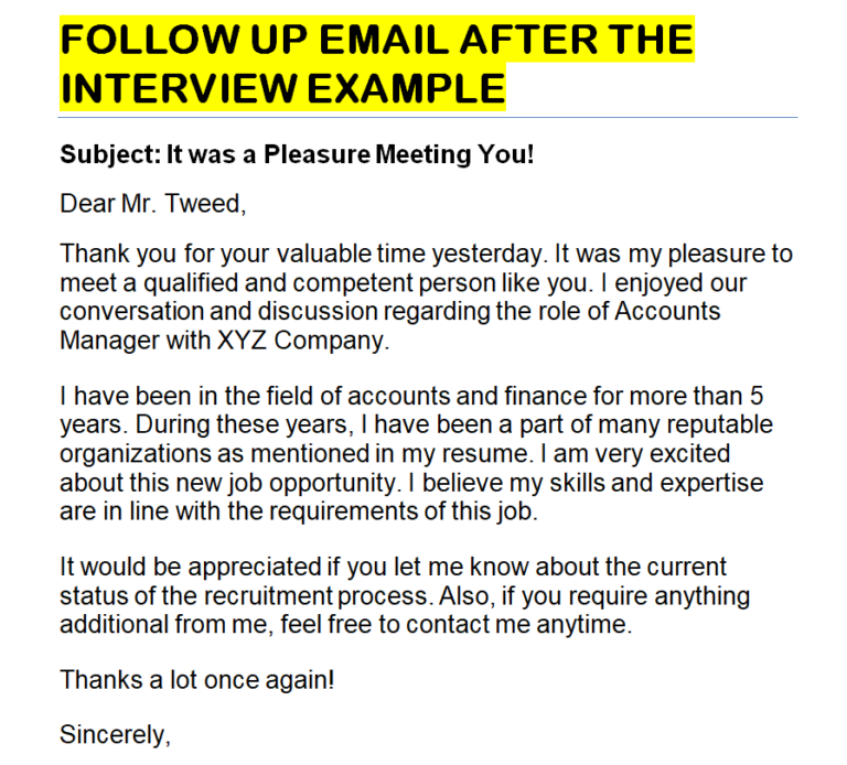 interview follow up email after 1 week